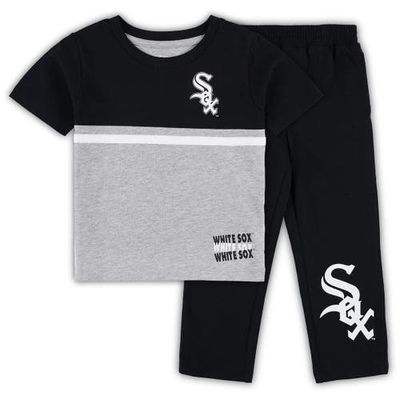 Outerstuff Toddler Black/White Chicago White Sox Batters Box T-Shirt & Pants Set