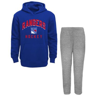 Outerstuff Toddler Blue/Heather Gray New York Rangers Play by Play Pullover Hoodie & Pants Set