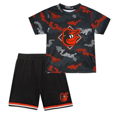 Outerstuff Toddler Fanatics Branded Black Baltimore Orioles Field Ball T-Shirt & Shorts Set