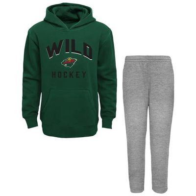 Outerstuff Toddler Green/Heather Gray Minnesota Wild Play by Play Pullover Hoodie & Pants Set