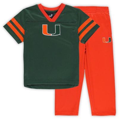 Outerstuff Toddler Green/Orange Miami Hurricanes Red Zone Jersey & Pants Set