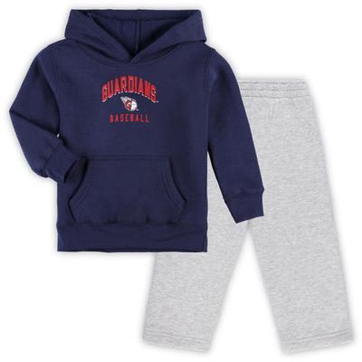 Outerstuff Toddler Navy/Gray Cleveland Guardians Play-By-Play Pullover Fleece Hoodie & Pants Set