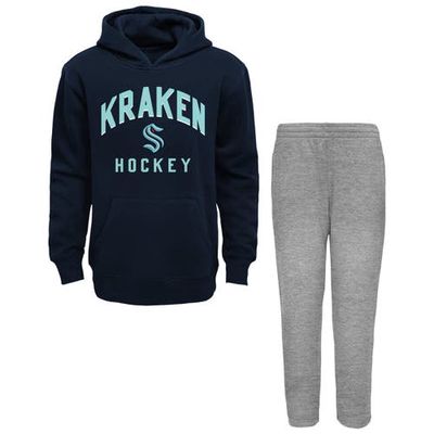 Outerstuff Toddler Navy/Heather Gray Seattle Kraken Play by Play Pullover Hoodie & Pants Set