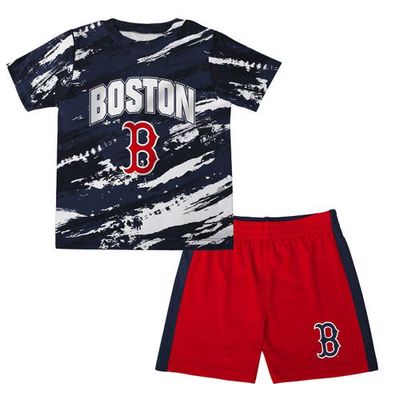 Outerstuff Toddler Navy/Red Boston Red Sox Stealing Homebase 2.0 T-Shirt & Shorts Set