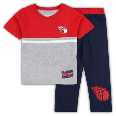 Outerstuff Toddler Navy/Red Cleveland Guardians Batters Box T-Shirt & Pants Set