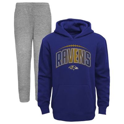Outerstuff Toddler Purple/Heathered Gray Baltimore Ravens Double-Up Pullover Hoodie & Pants Set