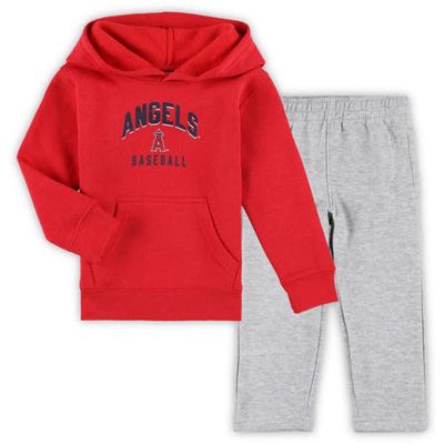 Outerstuff Toddler Red/Gray Los Angeles Angels Play-By-Play Pullover Fleece Hoodie & Pants Set
