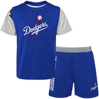 Outerstuff Toddler Royal/Gray Los Angeles Dodgers Pinch Hitter T-Shirt & Shorts Set