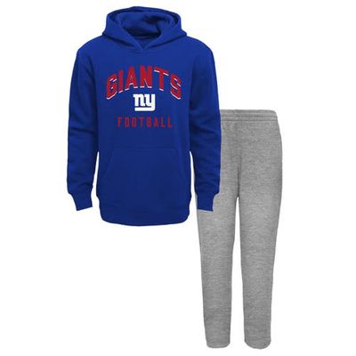 Outerstuff Toddler Royal/Heather Gray New York Giants Play by Play Pullover Hoodie & Pants Set