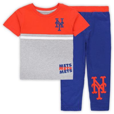 Outerstuff Toddler Royal/Orange New York Mets Batters Box T-Shirt & Pants Set