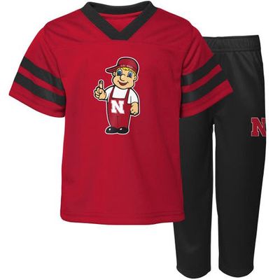 Outerstuff Toddler Scarlet Nebraska Huskers Two-Piece Red Zone Jersey & Pants Set