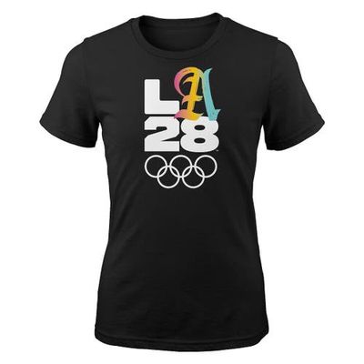 Outerstuff Women's Black LA28 Summer Olympics Gradient Script T-Shirt