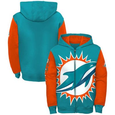 Outerstuff Youth Aqua/Orange Miami Dolphins Poster Board Full-Zip Hoodie