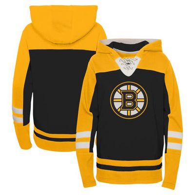 Outerstuff Youth Black Boston Bruins Ageless Revisited Lace-Up V-Neck Pullover Hoodie