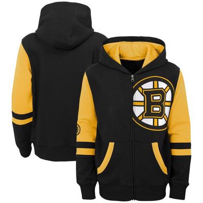 Outerstuff Youth Black Boston Bruins Face Off Color Block Full-Zip Hoodie