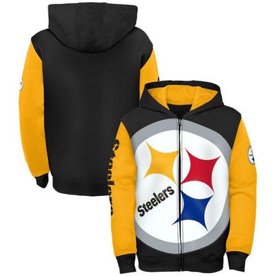 Outerstuff Youth Black/Gold Pittsburgh Steelers Poster Board Full-Zip Hoodie