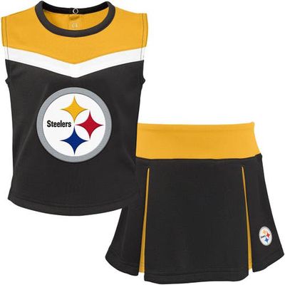 Outerstuff Youth Black/Gold Pittsburgh Steelers Two-Piece Spirit Cheerleader Set