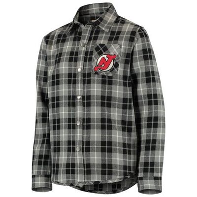 Outerstuff Youth Black/Gray New Jersey Devils Sideline Plaid Button-Up Shirt