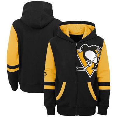 Outerstuff Youth Black Pittsburgh Penguins Face Off Color Block Full-Zip Hoodie
