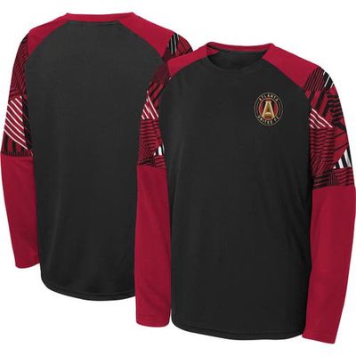Outerstuff Youth Black/Red Atlanta United FC Gridiron Raglan Long Sleeve T-Shirt