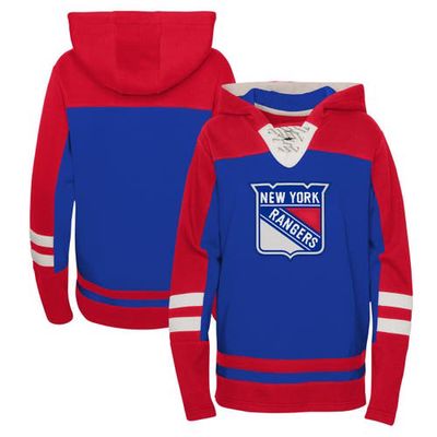 Outerstuff Youth Blue New York Rangers Ageless Revisited Lace-Up V-Neck Pullover Hoodie