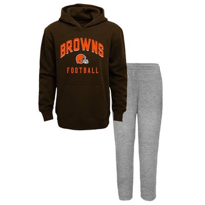 Outerstuff Youth Brown/Heather Gray Cleveland Browns Play by Play Pullover Hoodie & Pants Set