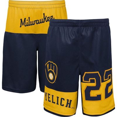 Outerstuff Youth Christian Yelich Navy Milwaukee Brewers Pandemonium Name & Number Shorts