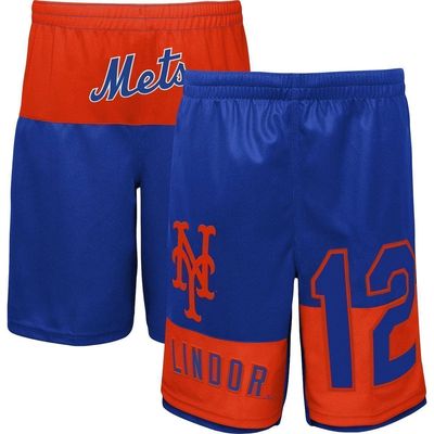 Outerstuff Youth Francisco Lindor Royal New York Mets Pandemonium Name & Number Shorts