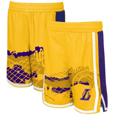 Outerstuff Youth Gold Los Angeles Lakers Fade Away Shorts