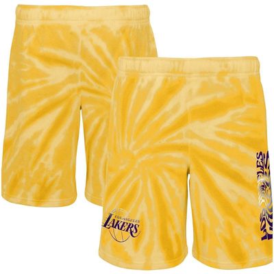 Outerstuff Youth Gold Los Angeles Lakers Santa Monica Tie-Dye Shorts