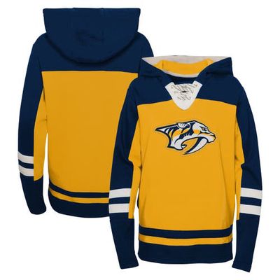 Outerstuff Youth Gold Nashville Predators Ageless Revisited Lace-Up V-Neck Pullover Hoodie