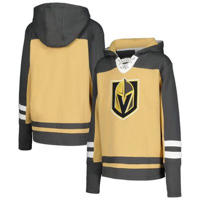 Outerstuff Youth Gold Vegas Golden Knights Ageless Revisited Lace-Up V-Neck Pullover Hoodie in Black