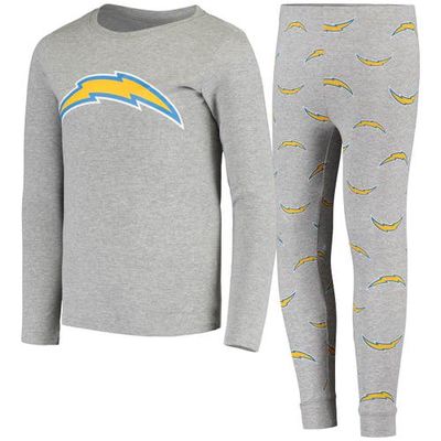 Outerstuff Youth Gray Los Angeles Chargers Long Sleeve T-Shirt & Pants Sleep Set