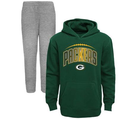 Outerstuff Youth Green/Heather Gray Green Bay Packers Double Up Pullover Hoodie & Pants Set