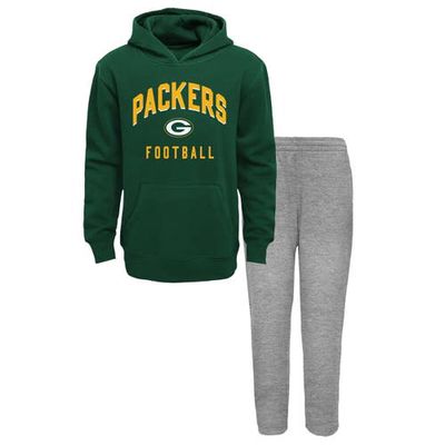 Outerstuff Youth Green/Heather Gray Green Bay Packers Play by Play Pullover Hoodie & Pants Set