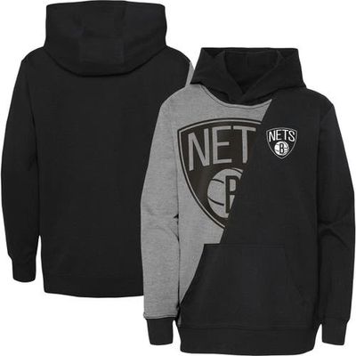 Outerstuff Youth Heather Gray/Black Brooklyn Nets Unrivaled Split Pullover Hoodie