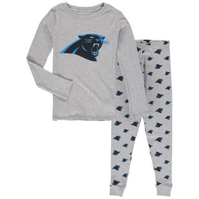 Outerstuff Youth Heathered Gray Carolina Panthers Long Sleeve T-Shirt & Pants Sleep Set