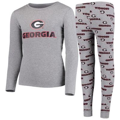 Outerstuff Youth Heathered Gray Georgia Bulldogs Long Sleeve T-Shirt & Pant Sleep Set in Heather Gray