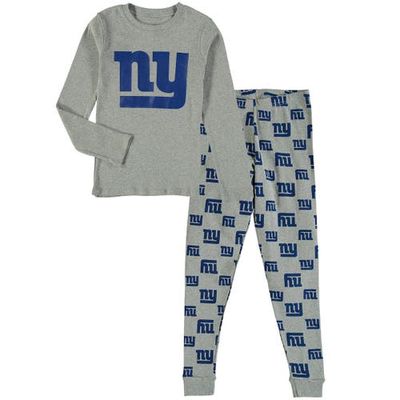 Outerstuff Youth Heathered Gray New York Giants Long Sleeve T-Shirt & Pants Sleep Set