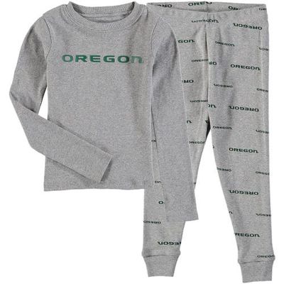 Outerstuff Youth Heathered Gray Oregon Ducks Long Sleeve T-Shirt & Pant Sleep Set in Heather Gray