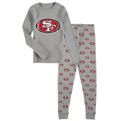 Outerstuff Youth Heathered Gray San Francisco 49ers Long Sleeve T-Shirt & Pants Sleep Set