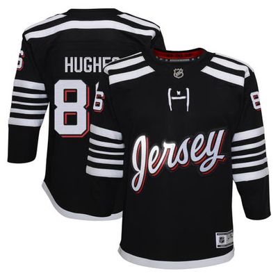 Outerstuff Youth Jack Hughes Black New Jersey Devils Alternate Premier Player Jersey