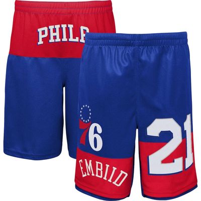 Outerstuff Youth Joel Embiid Royal Philadelphia 76ers Pandemonium Name & Number Shorts