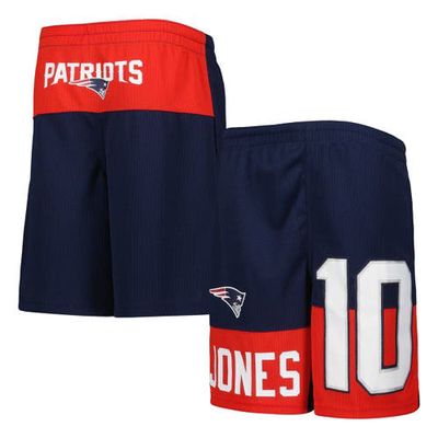 Outerstuff Youth Mac Jones Navy New England Patriots Player Name & Number Shorts
