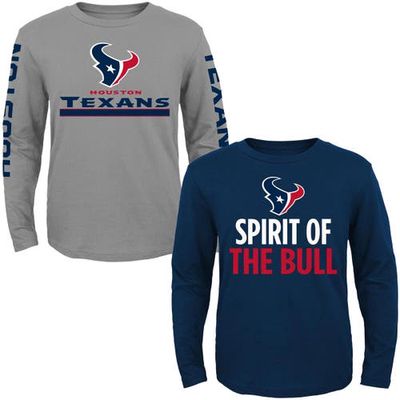 Outerstuff Youth Navy/Gray Houston Texans Long Sleeve T-Shirt 2-Pack