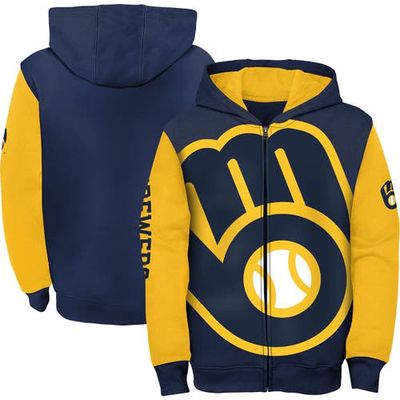 Outerstuff Youth Navy Milwaukee Brewers Poster Board Full-Zip Hoodie
