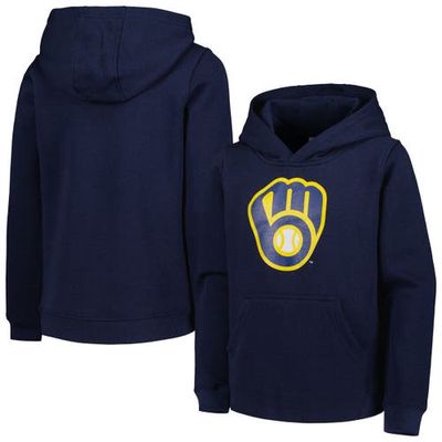 Outerstuff Youth Navy Milwaukee Brewers Team Primary Logo Pullover Hoodie