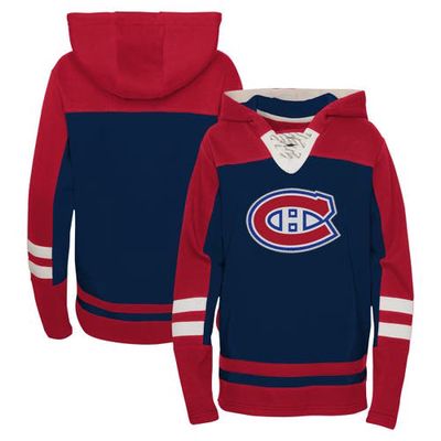Outerstuff Youth Navy Montreal Canadiens Ageless Revisited Lace-Up V-Neck Pullover Hoodie