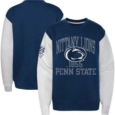 Outerstuff Youth Navy Penn State Nittany Lions Color Block Fleece Pullover Sweatshirt