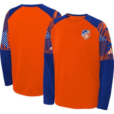 Outerstuff Youth Orange/Blue FC Cincinnati Gridiron Raglan Long Sleeve T-Shirt